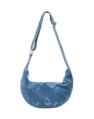 Gili Small Printed Logo Denim Taske - Washed Denim